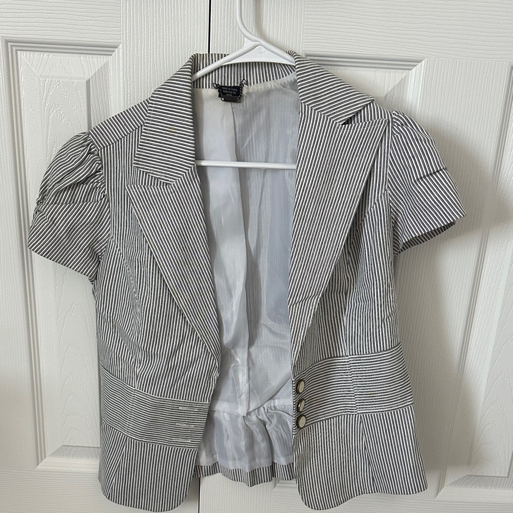 Guess Black and White Striped Blazer